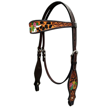 Bar H Equine American Leather Horse Saddle Tack One Ear Headstall | Breast Collar Browband Wither Strap Set for Horses BER180